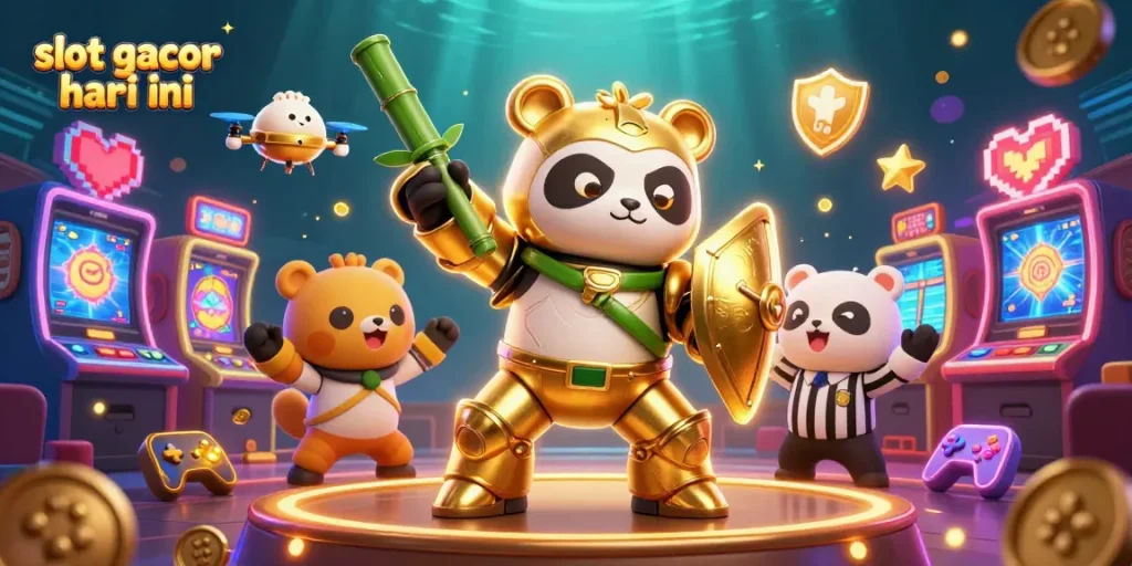 Engage in thrilling gameplay with slot gacor hari ini showcased in a 3D colorful casino scene.