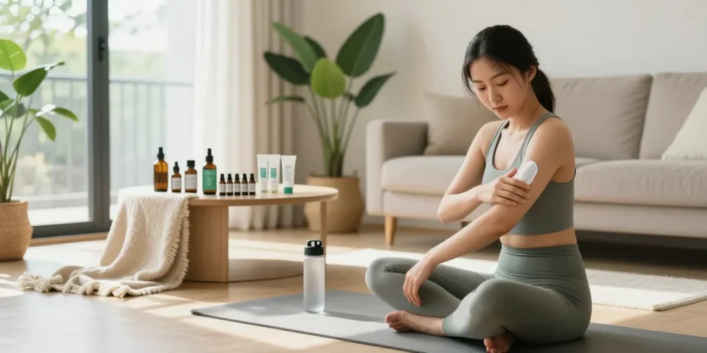Properloud quality CBD products in a serene wellness routine, highlighting organic topical application.