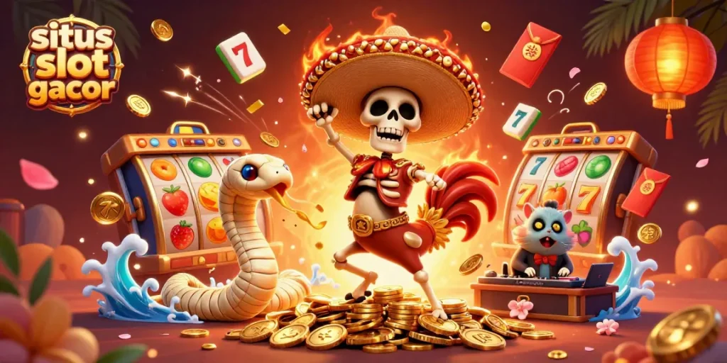 Experience thrilling wins with situs slot gacor in a vibrant 3D casino scene.