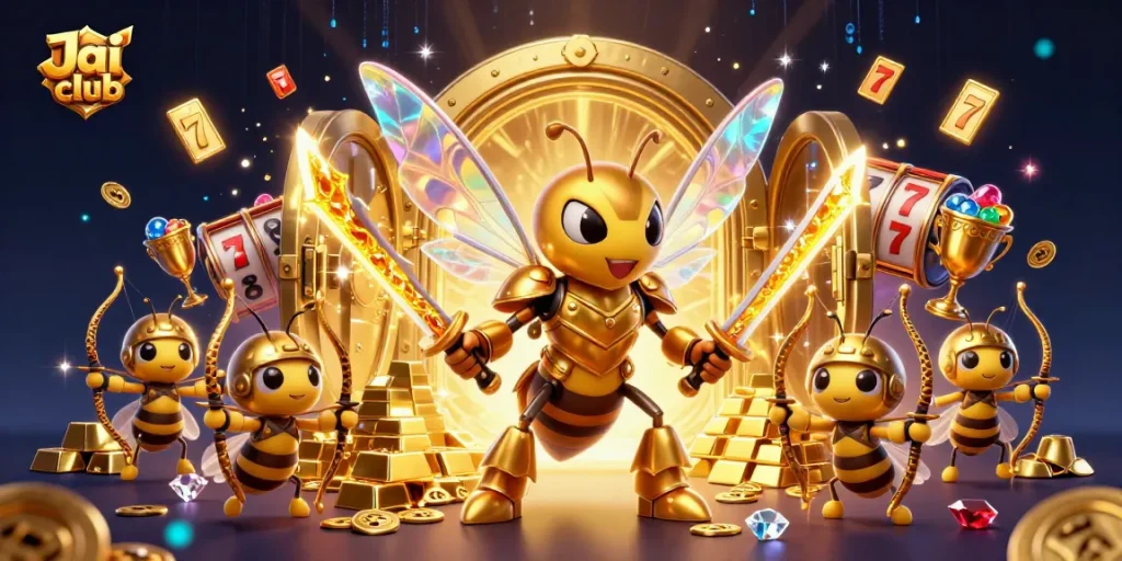 Engage with Jai club's thrilling slots alongside a giant hornet warrior and treasure!