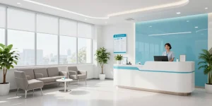 Hair transplant turkey consultation with healthcare provider in modern clinic.